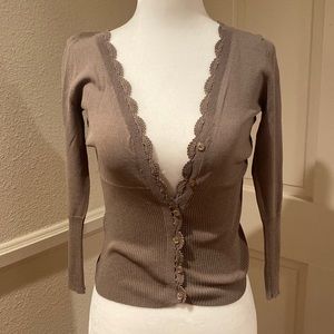 Vintage Crochet Trim Cardigan